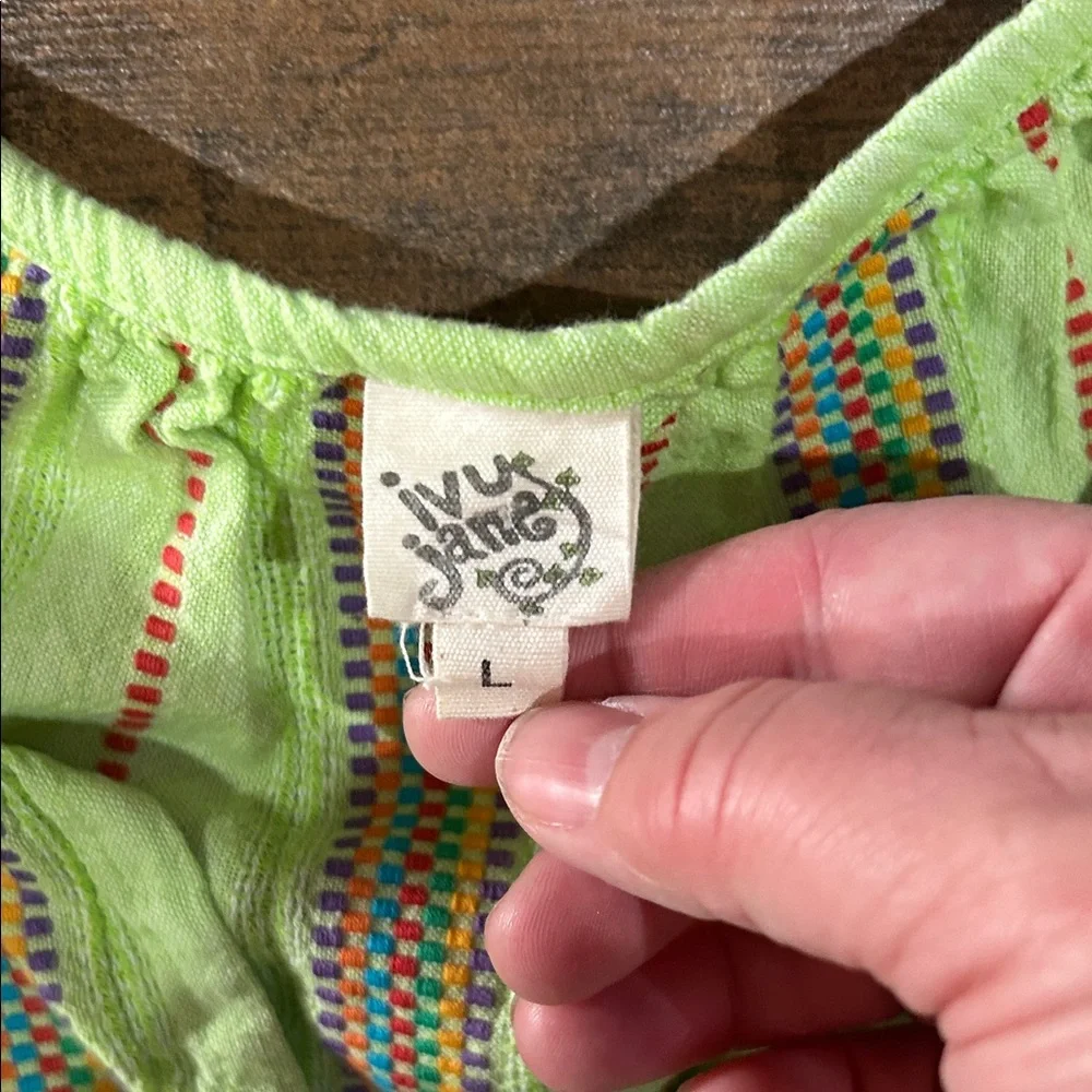 Ivy Jane Green Striped Blouse size lg - Picture 2 of 4